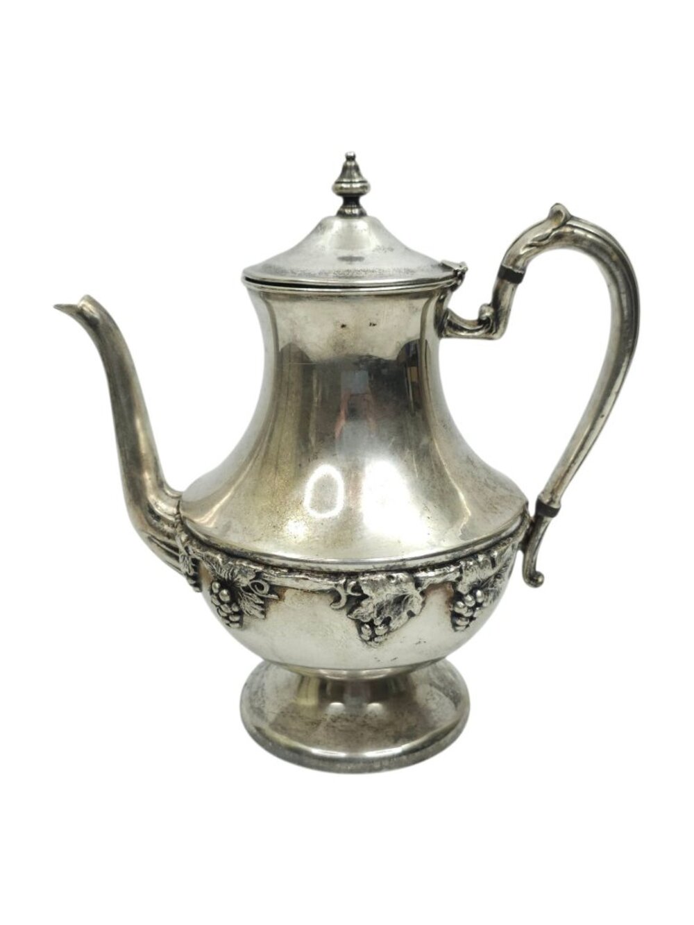 Lehman Brothers Silver On Copper Coffee Tea Pot Vintage Footed Grape Pattern